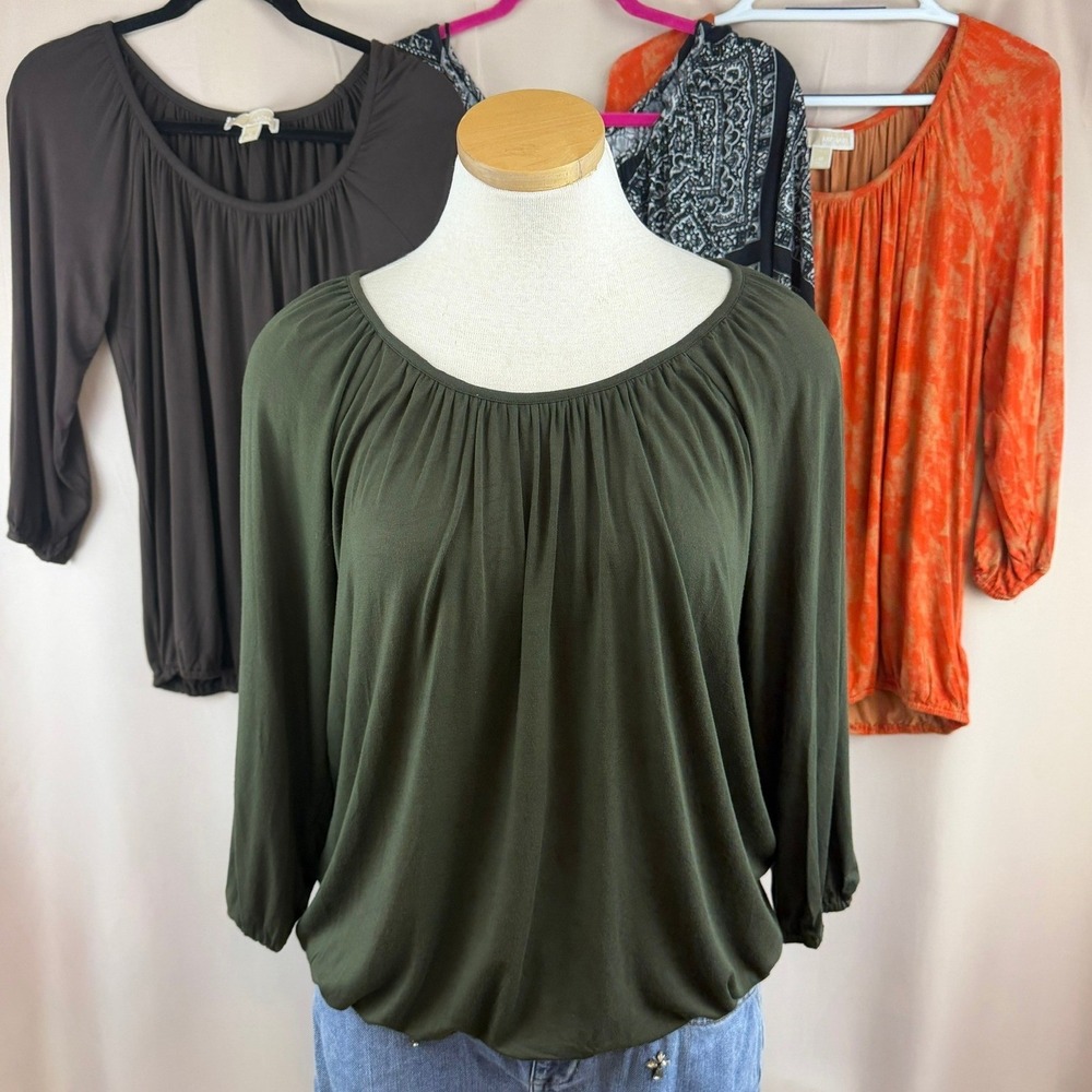 MICHAEL‎ KORS Womens Peasant Blouse x4 (M) Shirt Bundle Reseller Boho Vacation
